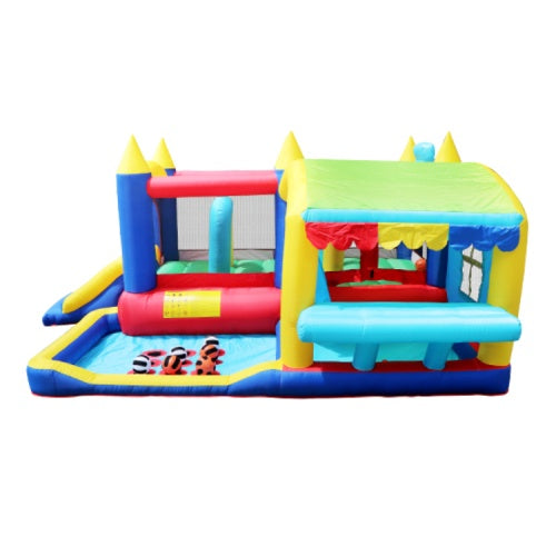 7-in-1 Inflatable Bounce House, Bouncy House With Ball Pit For Kids